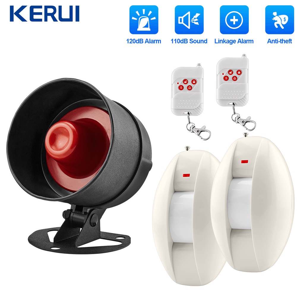 KERUI 110dB Horn Alarm Kit Home Office & Shop Security Alarm System Kit ...