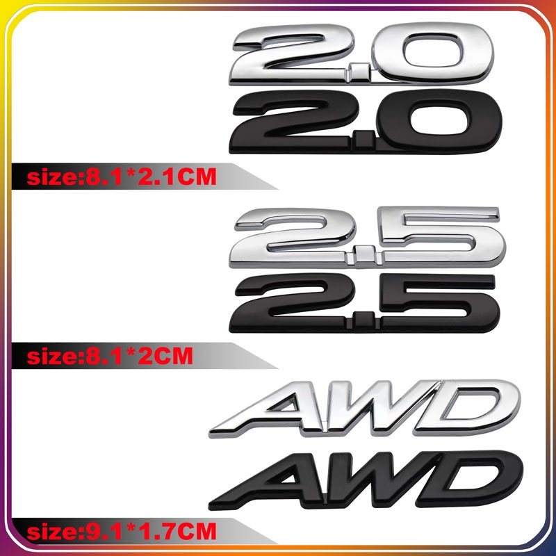 3D Car Styling Metal Stickers Vehicle Rear AWD 2.0 2.5 Badge Decal For ...