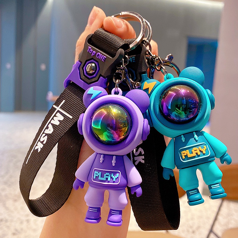 Cartoon Lightning Bear Keychain Cute Astronaut Bear Doll Keyring Bag ...