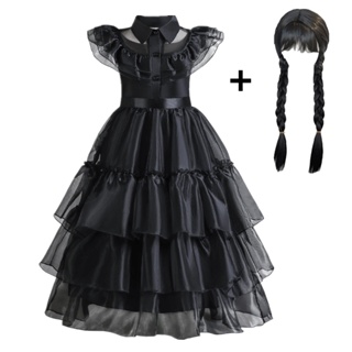 NNJXD Wednesday Addams Cosplay For Girl Costume 2023 New Vestidos