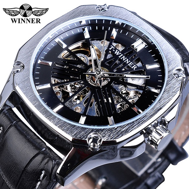WINNER watch top brand fashion men's automatic watch hollow skeleton ...