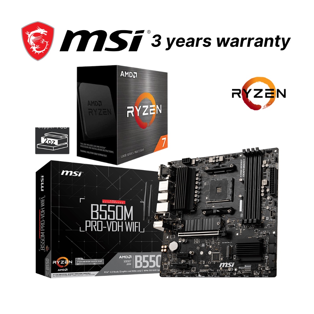 AMD Ryzen 7 5700X Desktop Processor with MSI B550M ProVDH WiFi Motherboard Bundle Shopee Malaysia