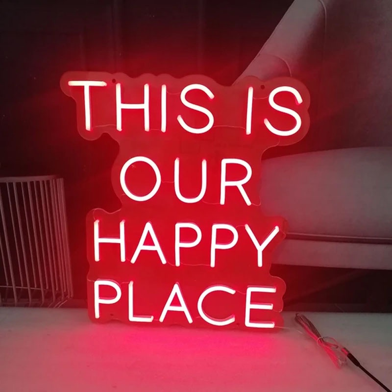 This is Our Happy Place Neon Signs Custom Neon Light Sign Led Custom Light Neon Decor Home Room