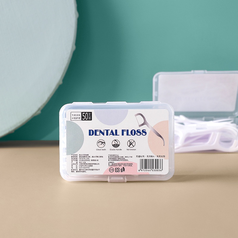 [New] 50 Floss sticks Floss Flossing to clean interdental cavities Flat Thread Dental portable