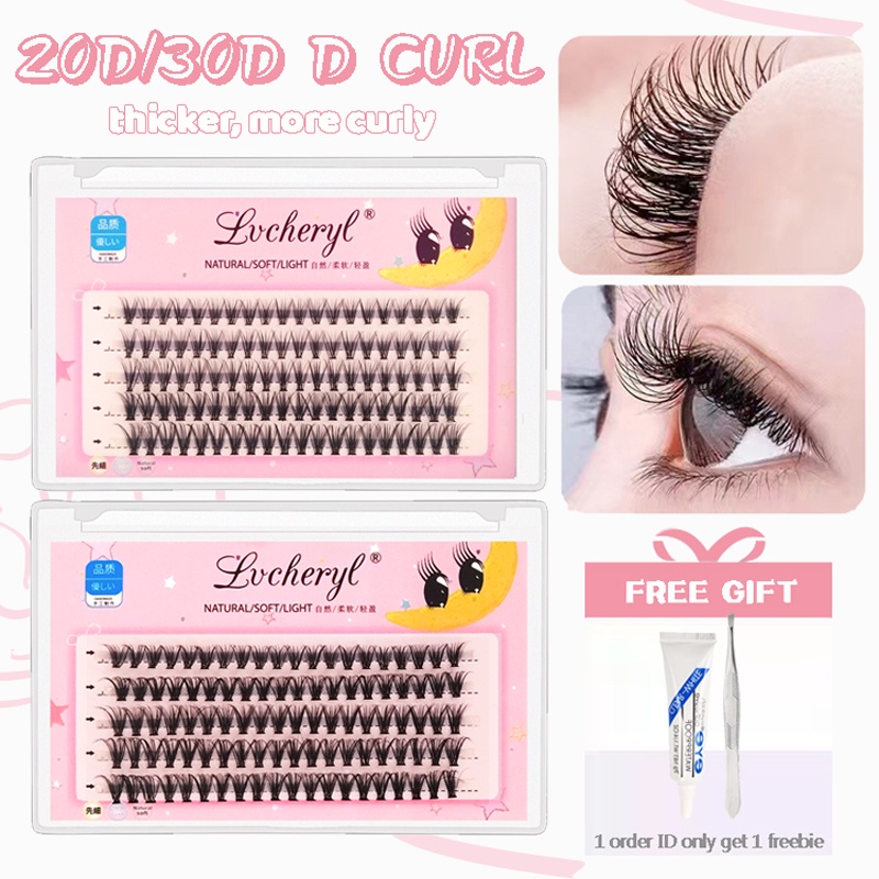 20D/30D D Curl False Eyelashes Extension Thick Cat Eye Lashes 100pcs