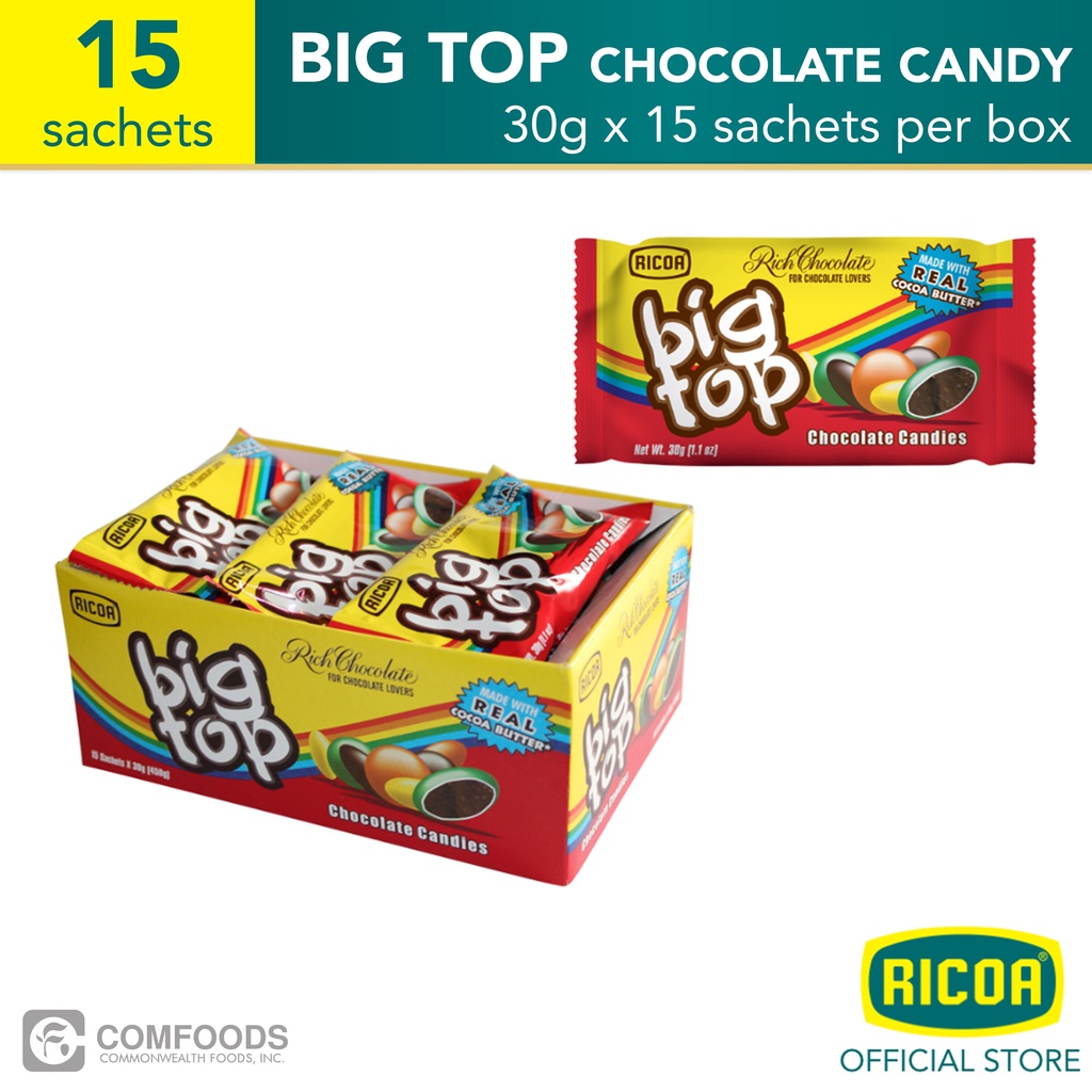RICOA Big Top Chocolate Candy 30g x 15 Sachets | Shopee Malaysia