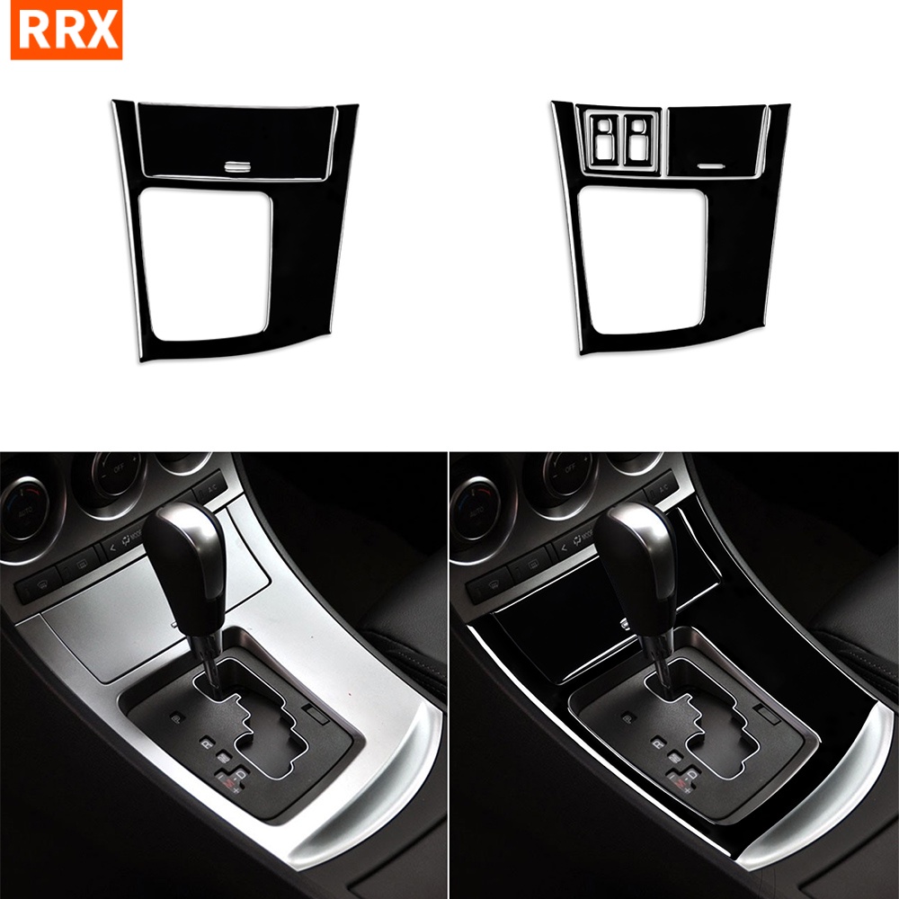 Car Gear Shift Knob Box Panel Frame Sticker Piano Black For Mazda 3
