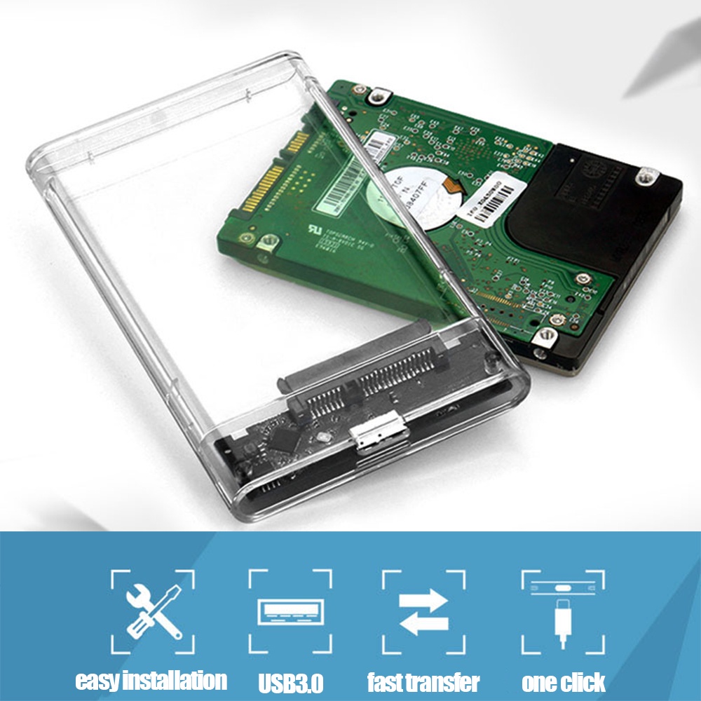2.5 inch Transparent HDD SSD Case SATA III to USB 3.0 Hard Drive Disk ...