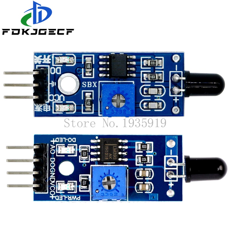 LM393 3 Pin / 4 Pin IR Flame Detection Sensor Module Fire Detector ...