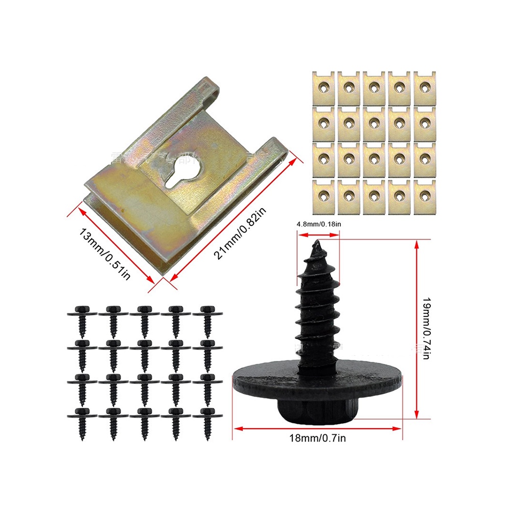 Car Body Bolts M6 Screws Fender Bumper Clips Ushaped J98 Screw Nut