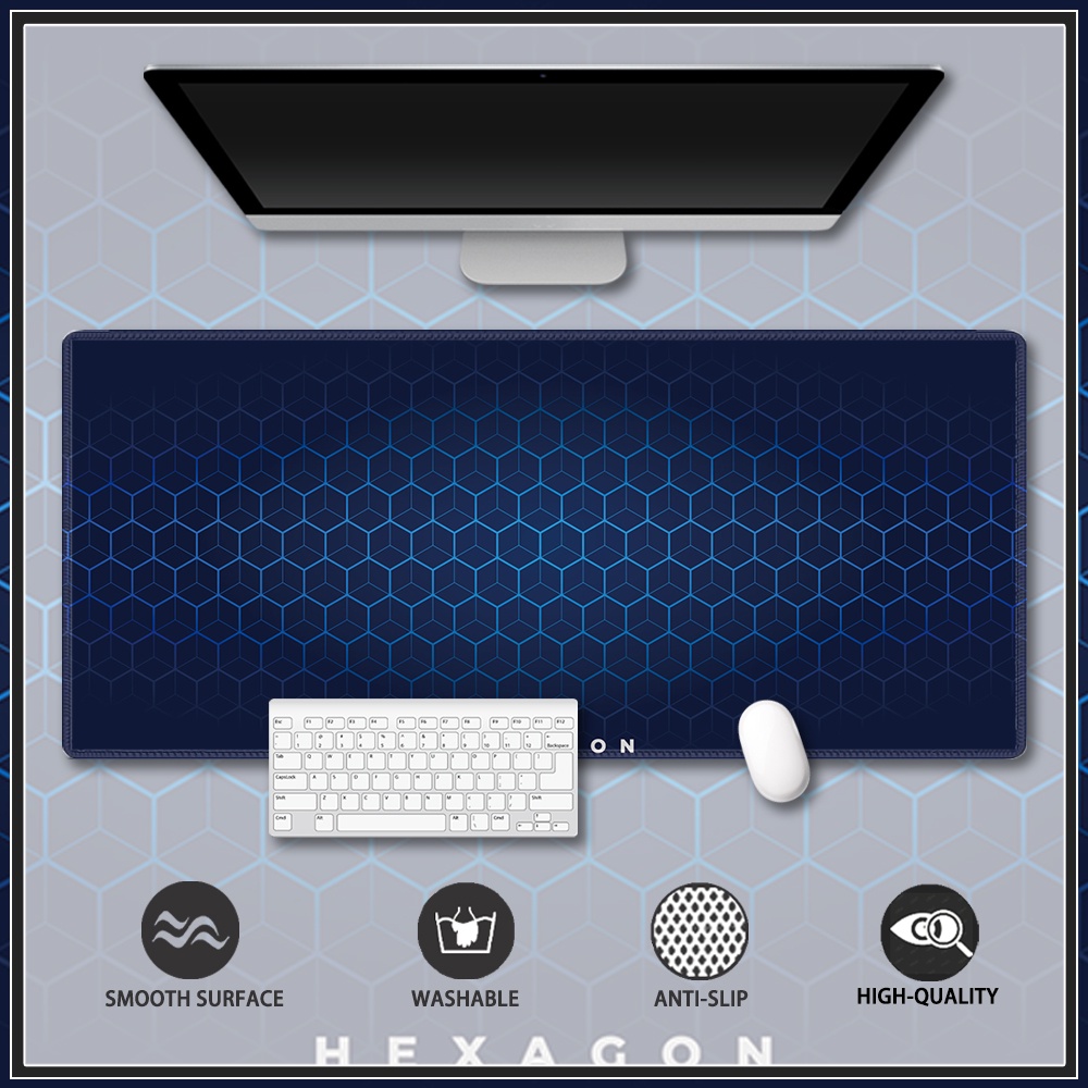 Geo Blue Gaming Mouse Pad Large Extended Mouse Pad Stitched Edge