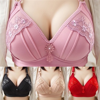 s1s) Plus Size 80C-105C Women Soft Cup Gathered Adjustment Bra Push Up Sexy  Thin Bra