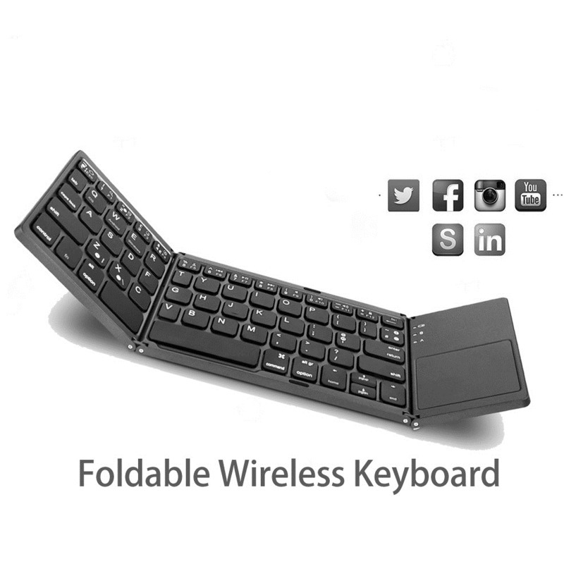 Foldable Wireless Keyboard Ultra Slim Touchpad Bluetooth Keyboard ...