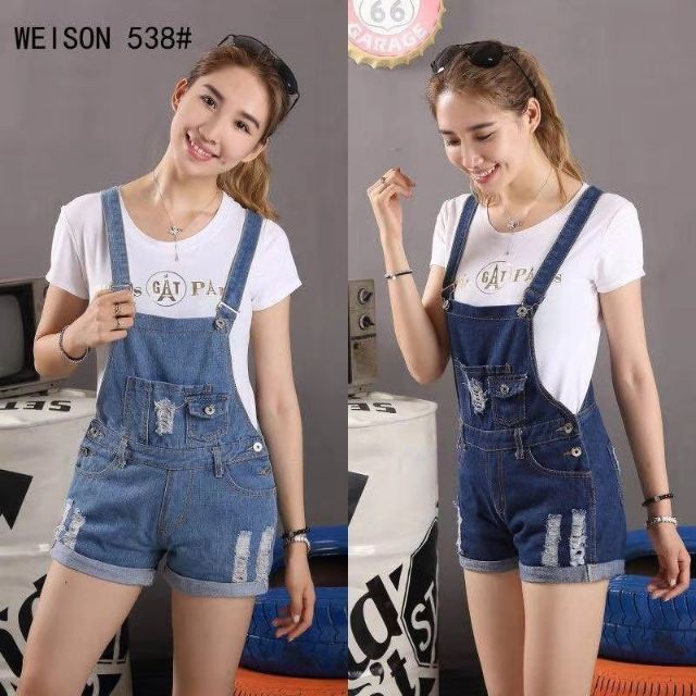 Denim jumper short for women Shopee Malaysia