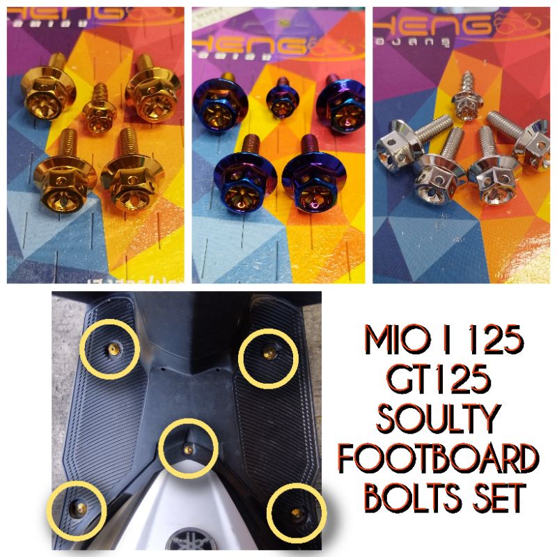 HENG FOOTBOARD BOLTS SET MIO I125, GT 125, SOULTY Shopee Malaysia