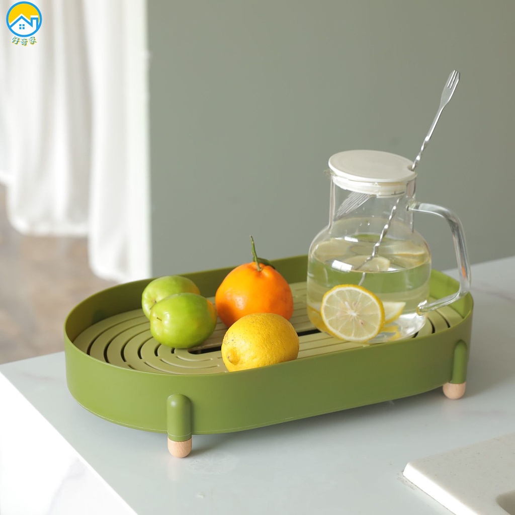 Ins Nordic Style Simple Tea Tray Light Luxury Double Drain Tray Drain ...