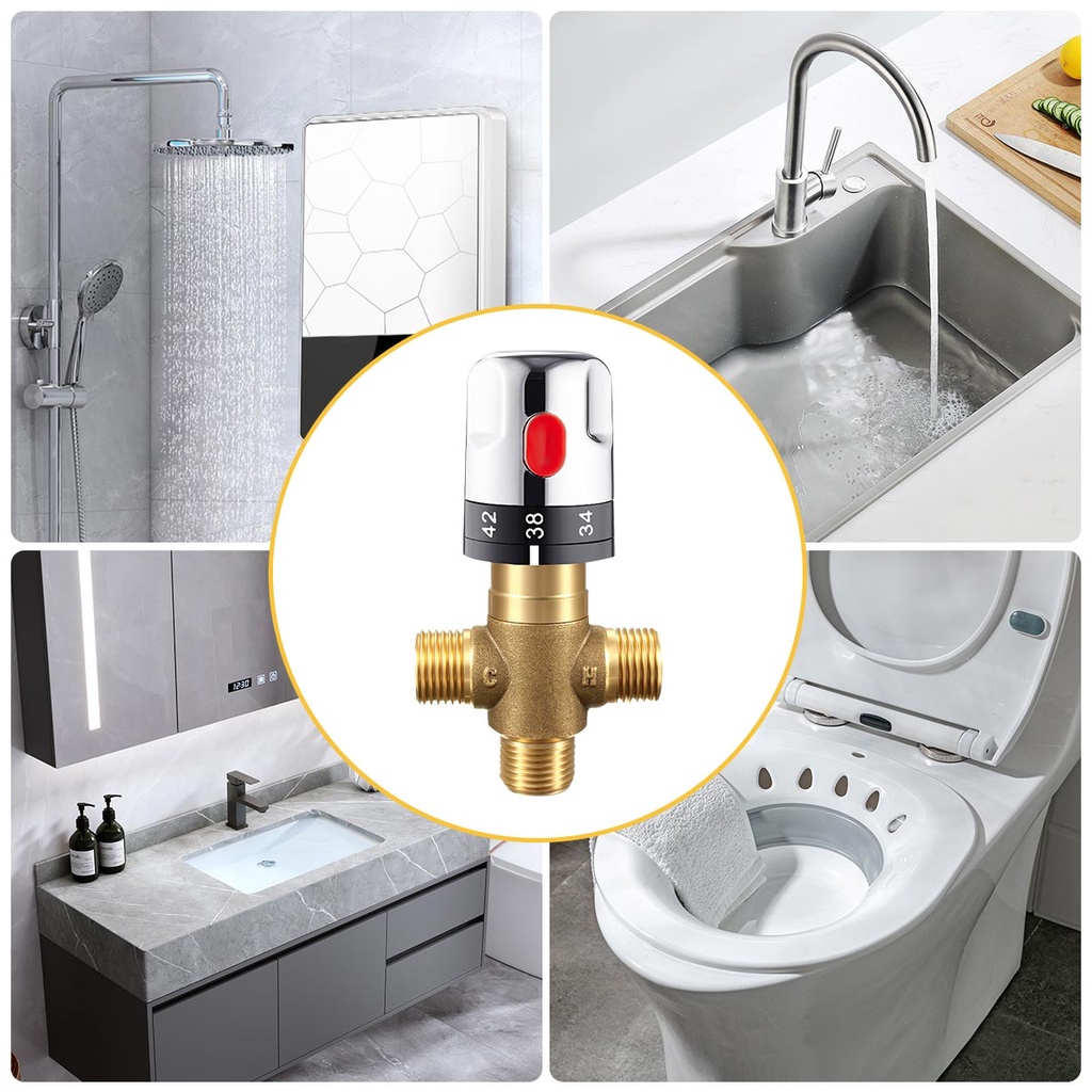 Bathroom Shower Faucet Brass Thermostatic Mixer Valve Static Pipe