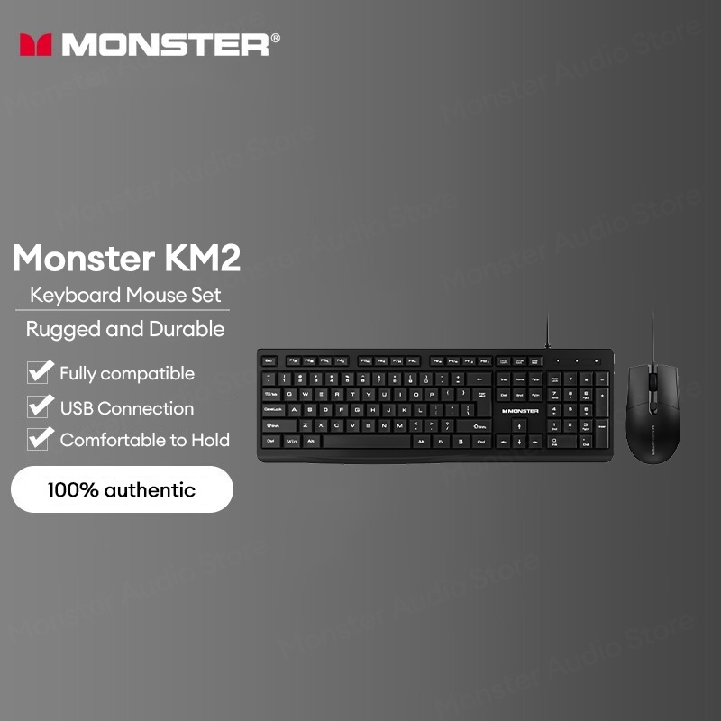 Monster KM2 Keyboard And Mouse Set Multi System Compatible Grip Comfort ...