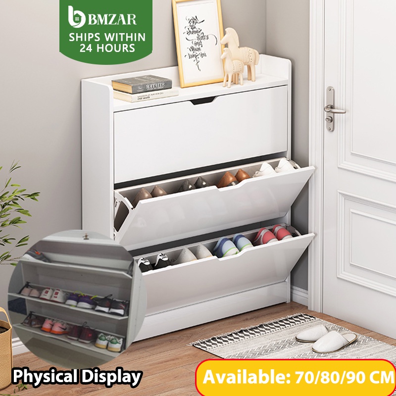 Wooden Shoe Cabinet With Flap Shoe Rack Holds 15 Pairs Of Shoes Storage ...