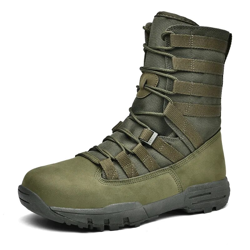 Waterproof Motorcycle Combat Boots - Non-Slip Vintage Patchwork Print, Side Zip & Lace-Up Tactical Boots For Men & Women - View #13