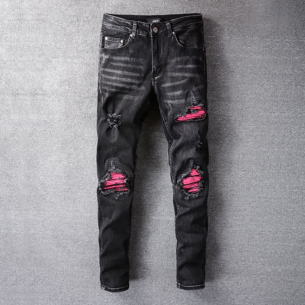 High Street Fashion Brand New Amr Black Ripped Jeans Men S Red