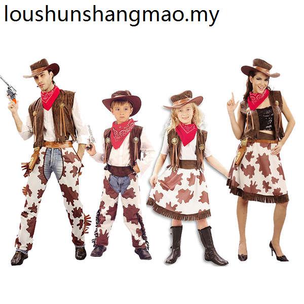 Christmas Halloween Men Women Costumes Children Cowboy Costumes Western