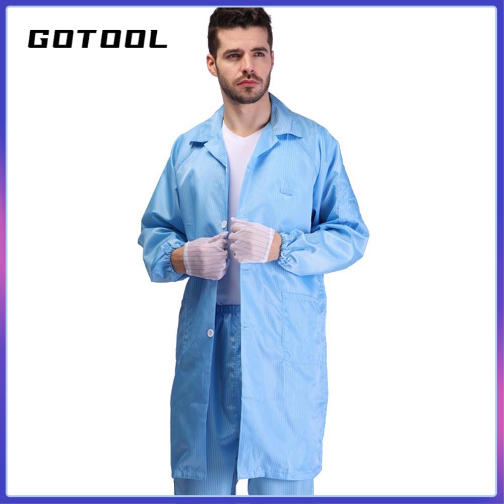 【GOTOOL】Esd Smock ppe Gown Washable Cleanroom Suit Anti Static White