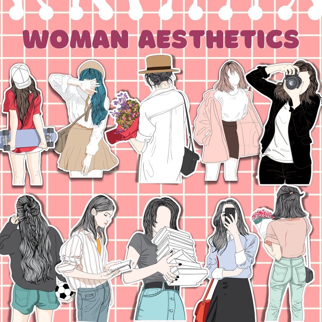 WOMAN AESTHETIC KN DIE CUT LAMINATED STICKERS | Shopee Malaysia