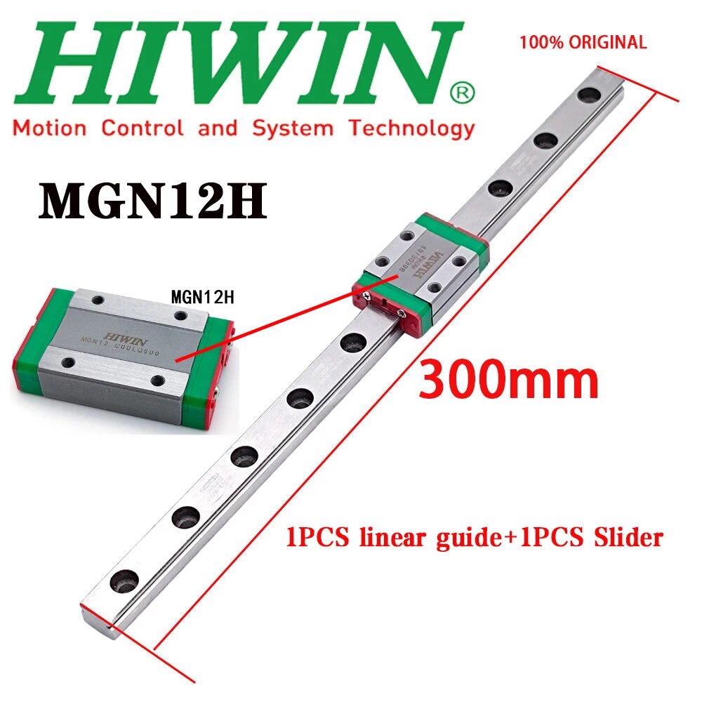 NEW HIWIN MGN12 Linear Guide Rail 300mm MGN12 Linear Guide+MGN12H ...