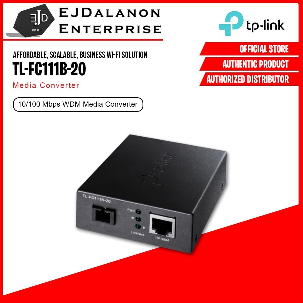 TP-Link TL-FC111B-20 Ethernet Media Converters, Convertitore Multimediale, Estende la Distanza Della Fibra fino a 20 km, Porta in Fibra SC, RJ-45 100Mbps, Auto Negoziazione, 1310 nm TX, 1550 nm RX