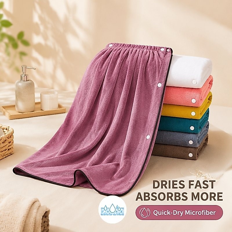 Beauty Bath Robe Microfiber Quick Dry Absorbent Wearable Sauna Towel ...