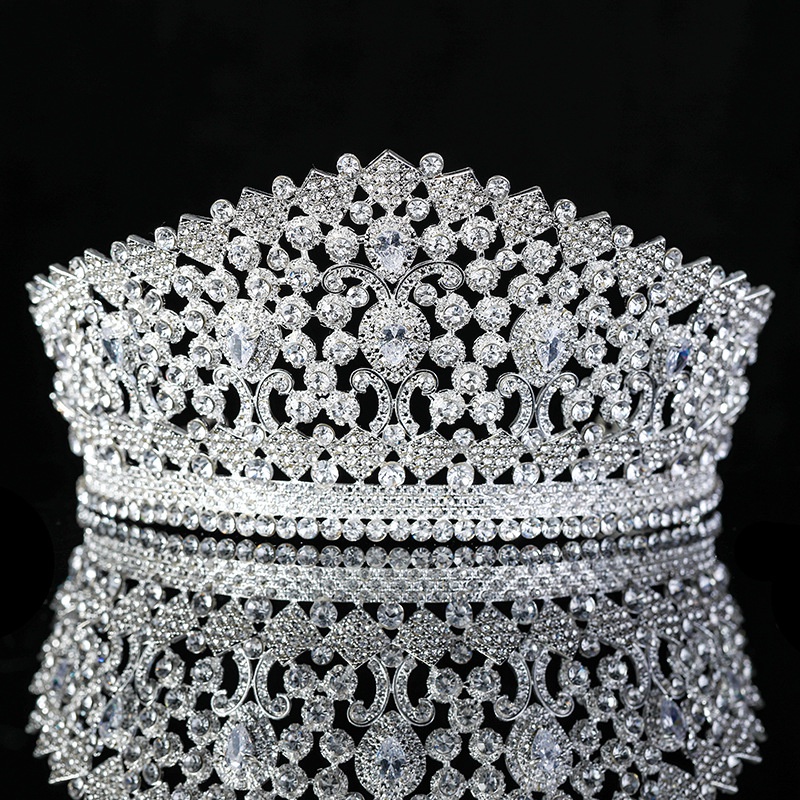 Vintage Palace Style Tiara Rhinestone Big Crown Dinner Party Princess ...