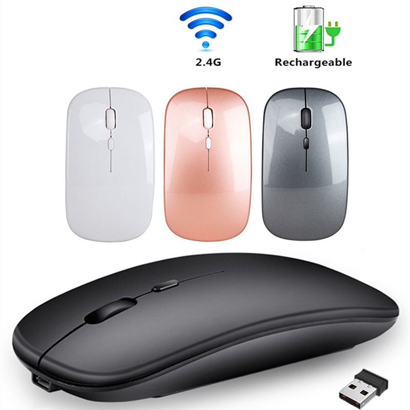 Rechargeable Optical Wireless Mouse Slient Button Ultra Thin Mini ...