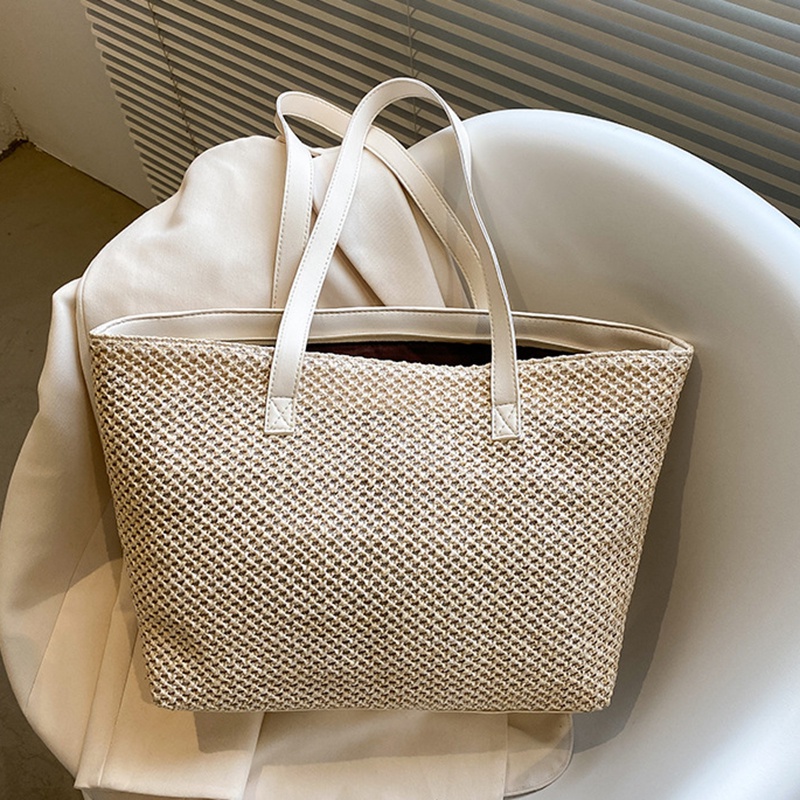 Casual Straw Large Capacity Tote For Women Wicker Woven Shoulder Bags ...