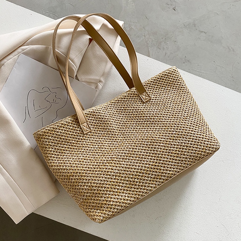 Casual Straw Large Capacity Tote For Women Wicker Woven Shoulder Bags ...