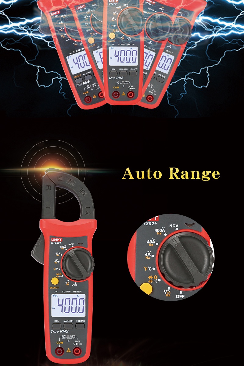 UNI-T UT201+ UT202+ UT202A+ UT203+ UT204+ 400-600A Digital Clamp Meter ...
