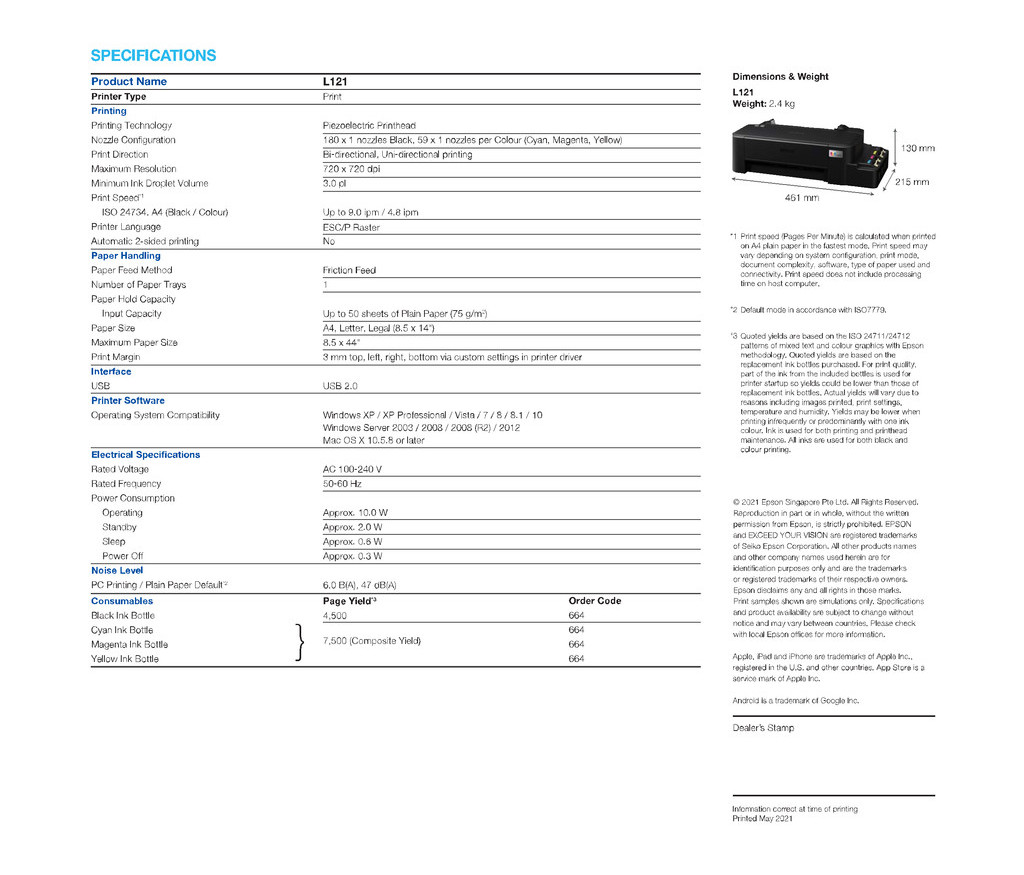 Epson L121 Ecotank Printer Shopee Malaysia