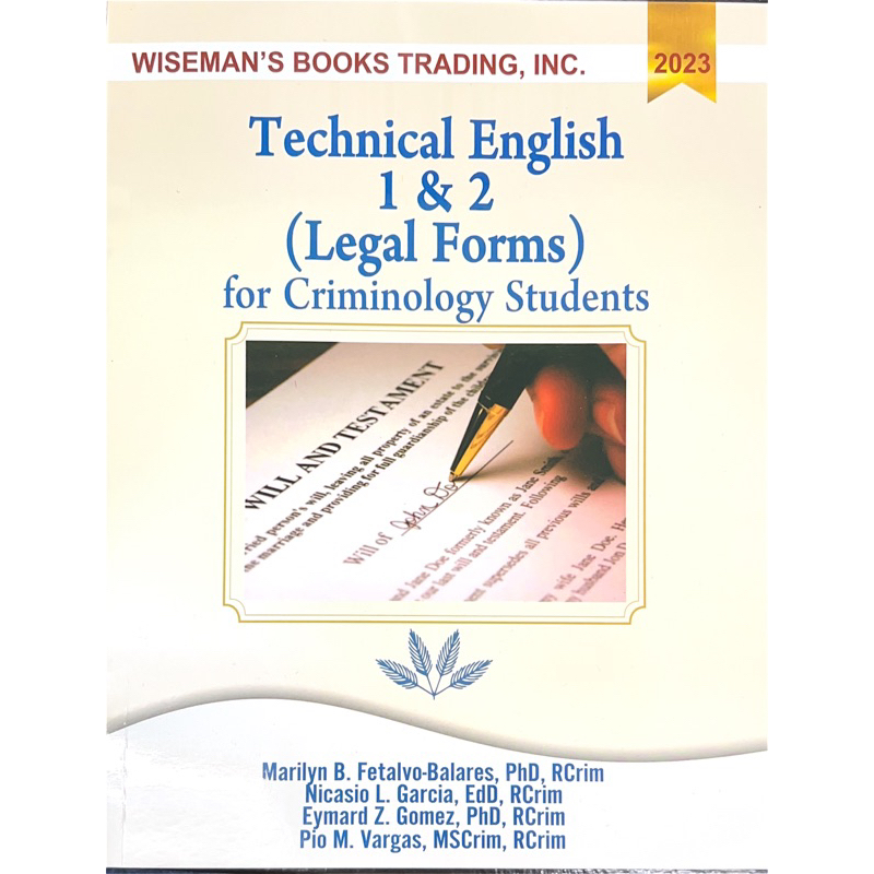Technical English 1 & 2 (Legal Forms) for Criminology Students Shopee