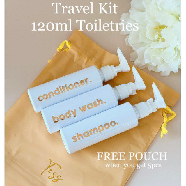 TRAVEL SIZE Bottles 120ml mini pump bottles for travel kit (with free