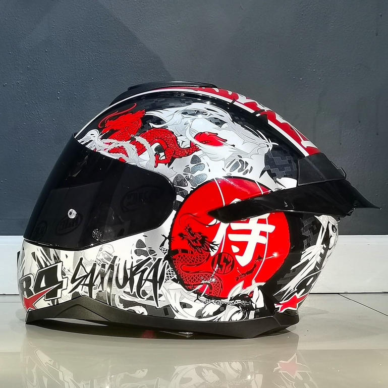 LS2 FF802 FLASH KNIGHT SAMURAI HELMET (W/ EXTRA SMOKE VISOR & SPOILER ...