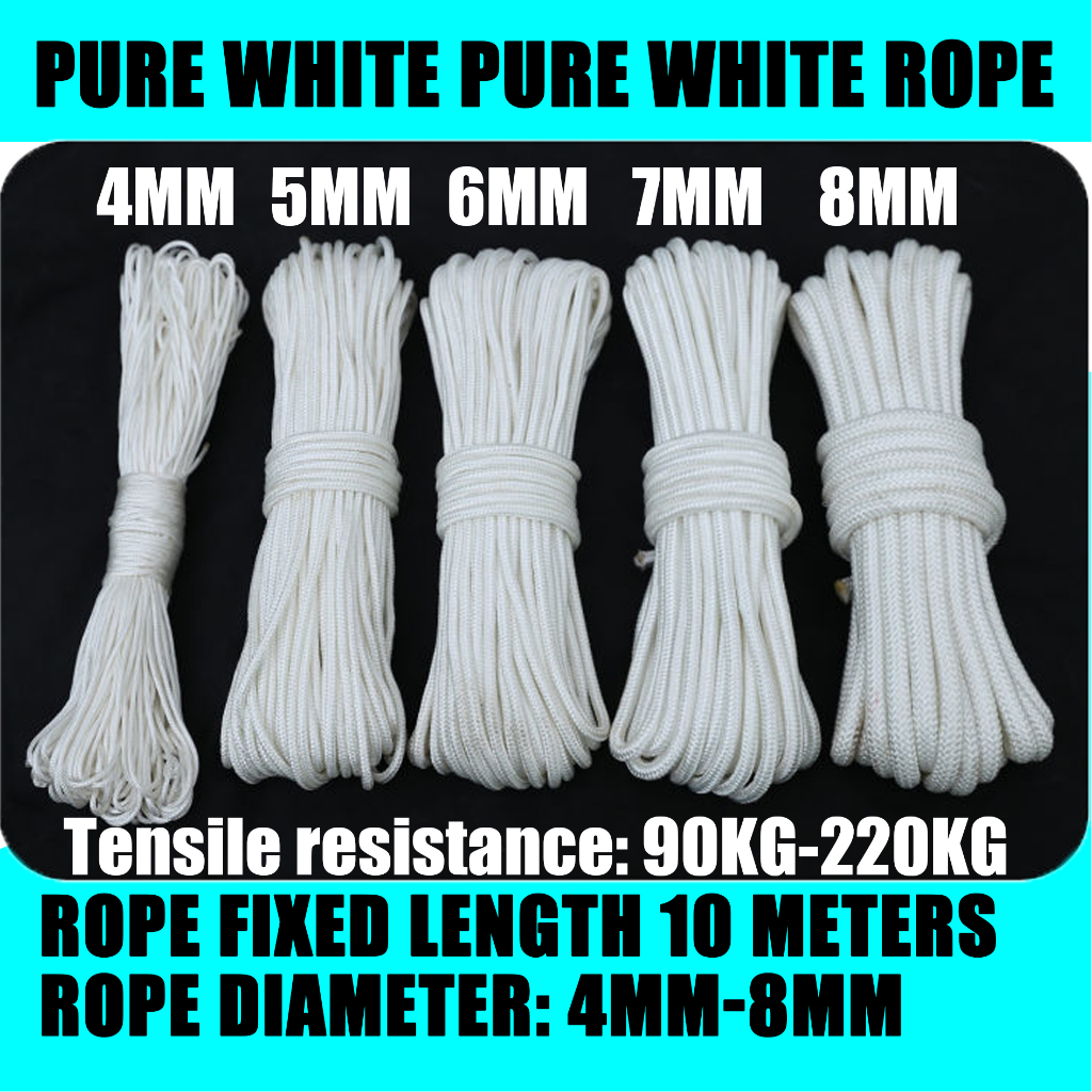 1 roll 10/20Meters 4mm-8mm Pure white braided rope Multifunctional ...