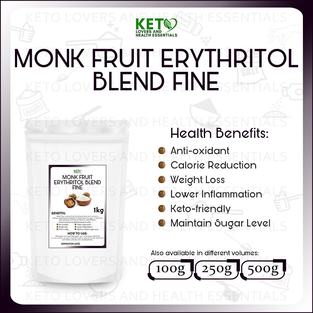 Monk Fruit Erythritol Blend Fine 1kg Keto Diet, Sweetener, Low Carb