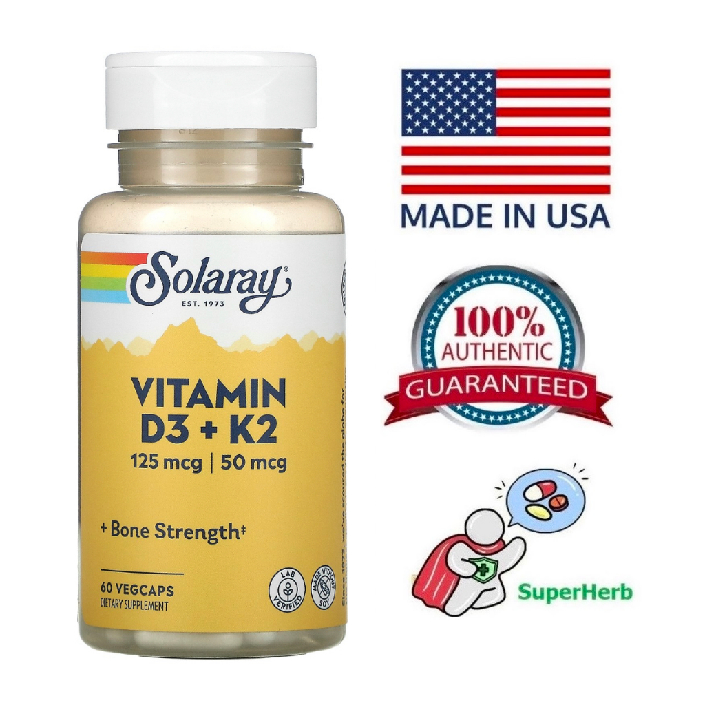 Solaray, Vitamin D3 + K2, Soy-Free, 125 mcg (5000 IU) | Shopee Malaysia