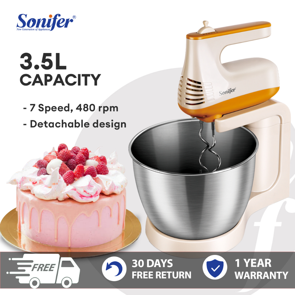 Sonifer Stand Mixer 3.5L Stainless Bowl With 5 Speeds SF7029 Shopee