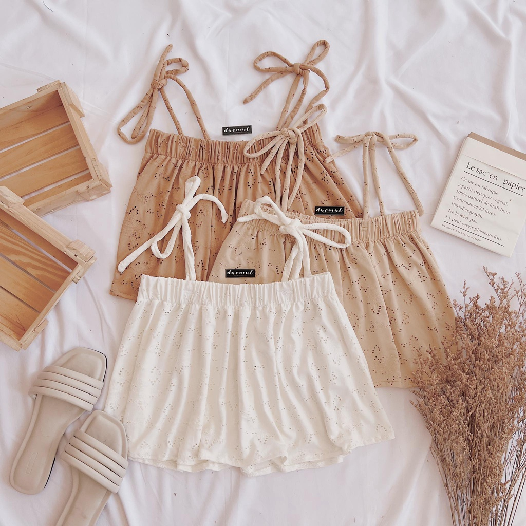 DNEMNLPH Self Tie Flowy Tube String Top Assorted(Trendy Korean Inspired