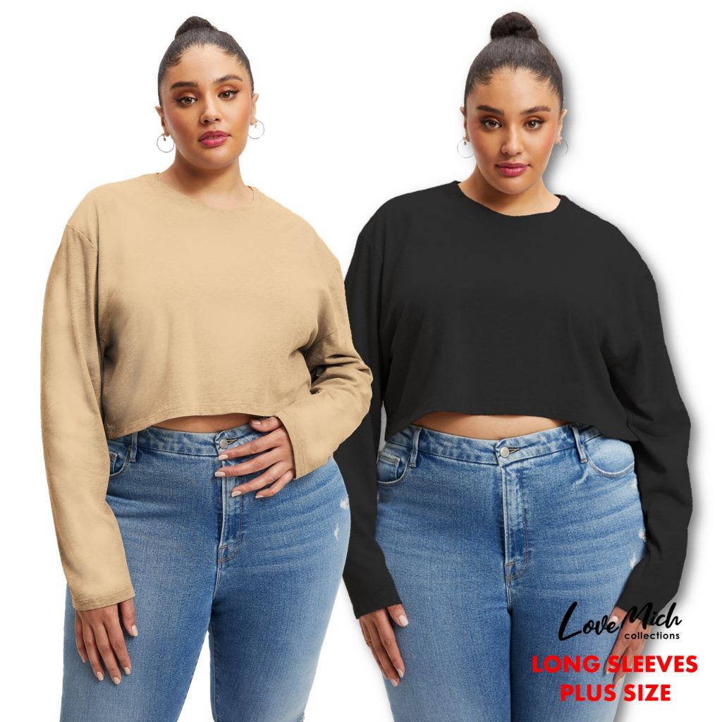 Plus Size Top Long sleeve Crop Top 3xl Oversize Women Tops Fashion ...