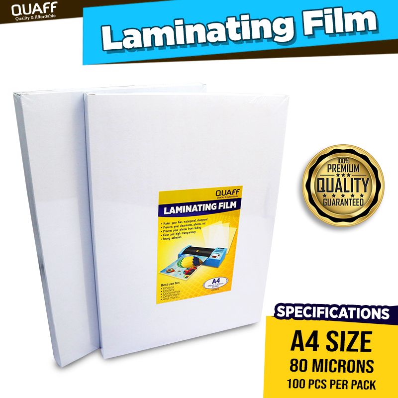 QUAFF Laminating Film A4 Size 80 Microns 100 sheets per pack Shopee