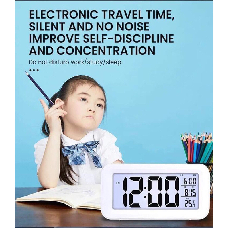 Electric Desktop Table Clock Electronic Alarm Digital Big LED Screen ...