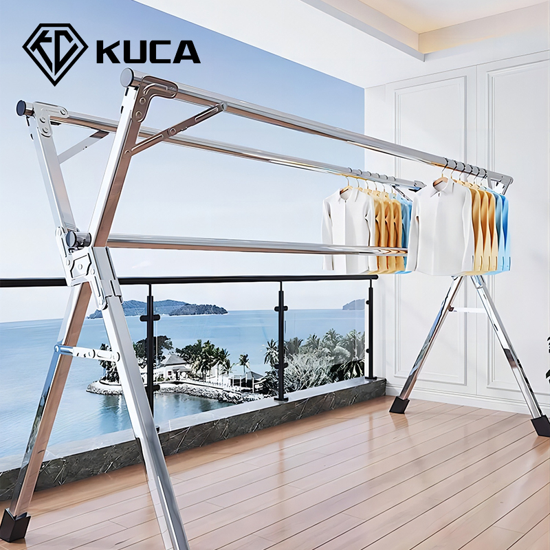 KUCA Stainless Steel Clothes Rack Foldable Indoor and Outdoor Clothes