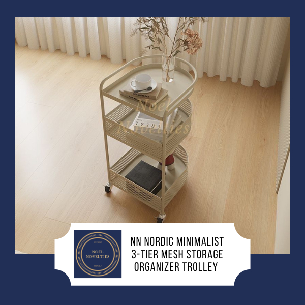 Noel Novelties Nordic Minimalist 3Tier Mesh Storage Organizer Trolley
